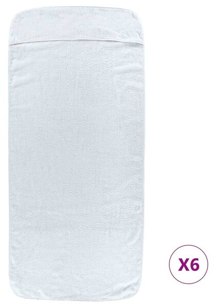 Ręczniki plażowe, 6 szt., białe, 60x135 cm, tkanina, 400 g/m²