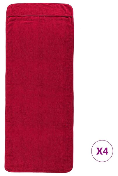 Ręczniki plażowe, 4 szt., bordowe, 60x135 cm, tkanina, 400 g/m²