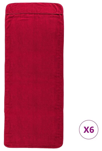 Ręczniki plażowe, 6 szt., bordowe, 60x135 cm, tkanina, 400 g/m²