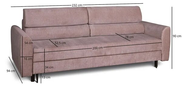 Beżowa rozkładana sofa z pojemnikiem K4-W85