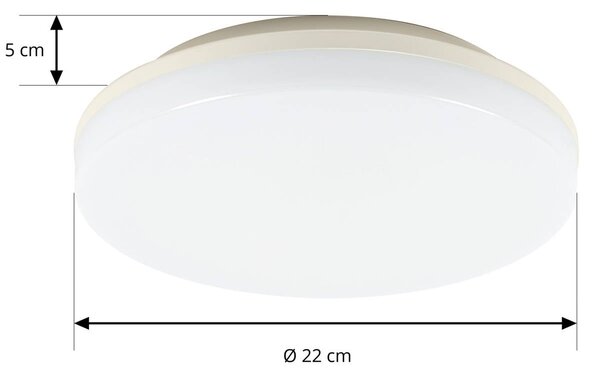 Prios Artin lampa sufitowa, czujnik, okrągła 22 cm PRIOS, biały / opal, łazienka, tworzywo sztuczne, nowoczesny
