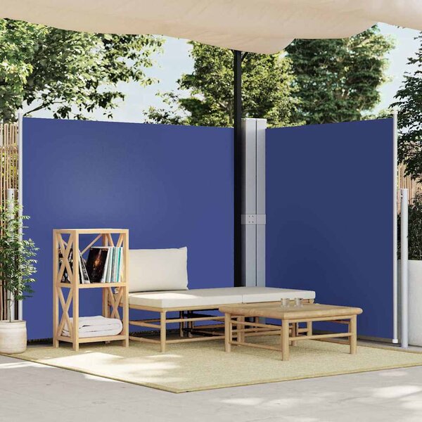 Zwijana markiza boczna na taras, niebieska, 180 x 600 cm