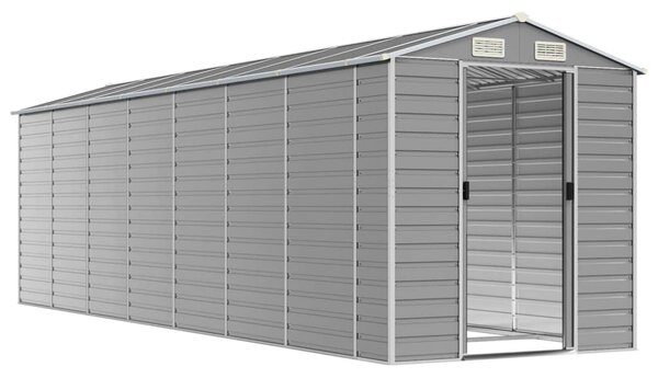 Domek ogrodowy jasnoszary 191x640x198 cm ocynkowana stal