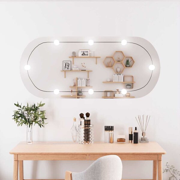 Lustro ścienne z LED, 45x100 cm, szklane, owalne