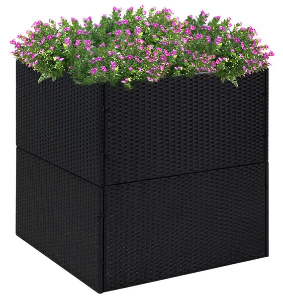 Donica ogrodowa, czarna, 80x80x80 cm, rattan PE