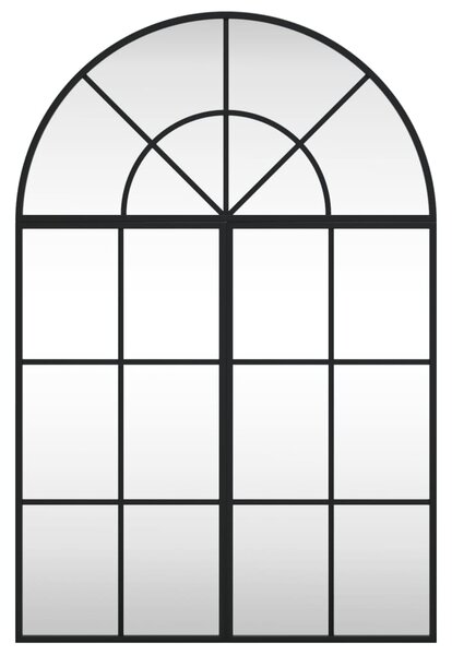 Lustro ścienne, czarne, 60x90 cm, zakończone łukiem, żelazo