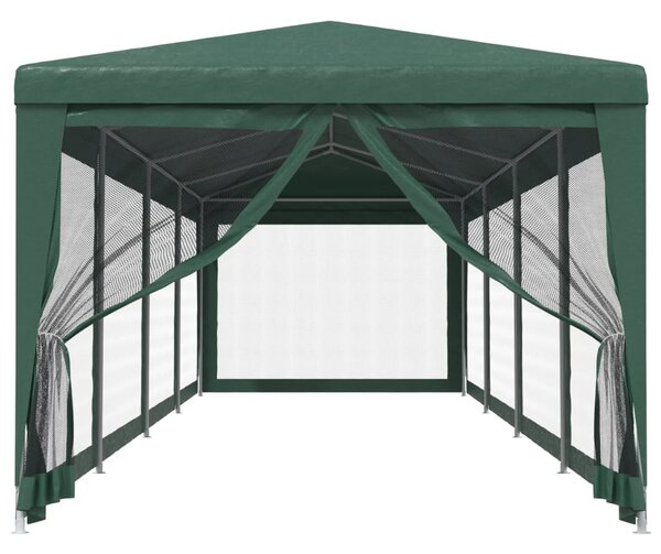 Namiot imprezowy z 10 ścianami z siatki, zielony, 3x12 m, HDPE