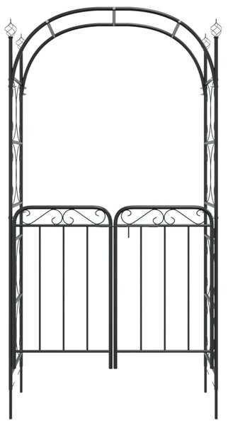 Łuk ogrodowy z furtką, czarny, 108x45x235 cm, stal