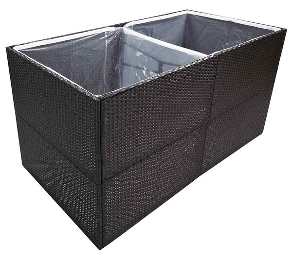 Donica ogrodowa, czarna, 157x80x80 cm, rattan PE