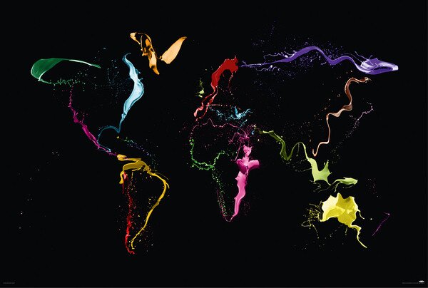 Plakat, Obraz Michael Tompsett - World map