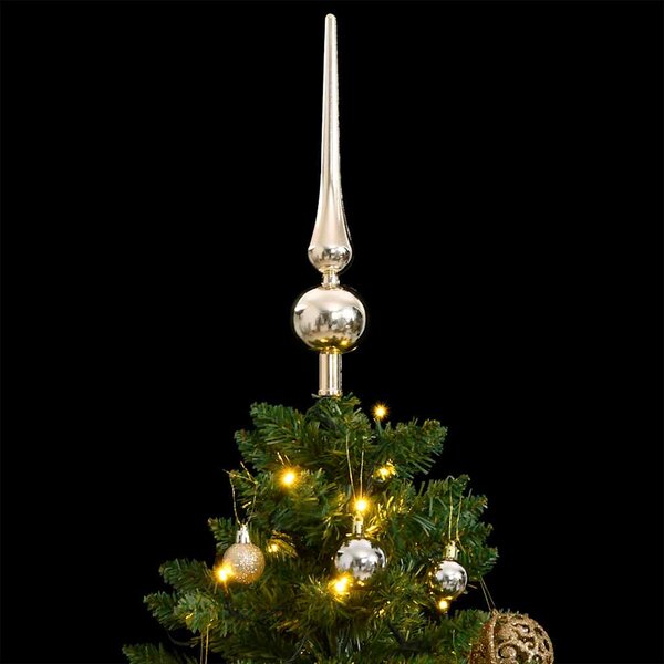 Sztuczna choinka na zawiasach, 150 lampek LED i bombki, 150 cm