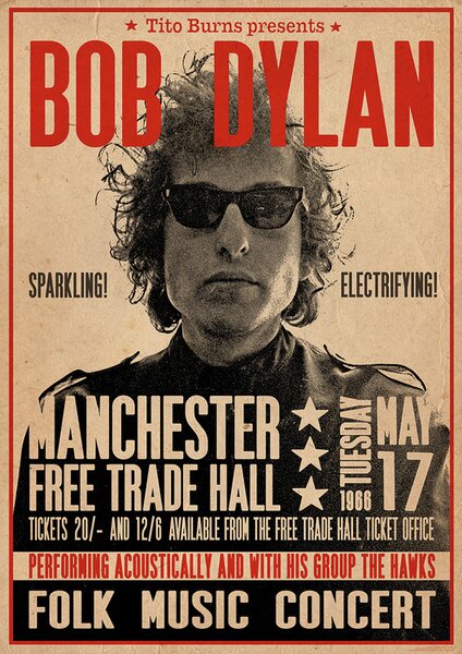 Plakat, Obraz Bob Dylan - Poster, (59.4 x 84.1 cm)