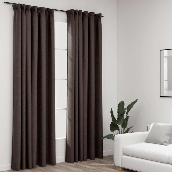 Zasłony stylizowane na lniane, 2 szt., taupe, 140x245 cm