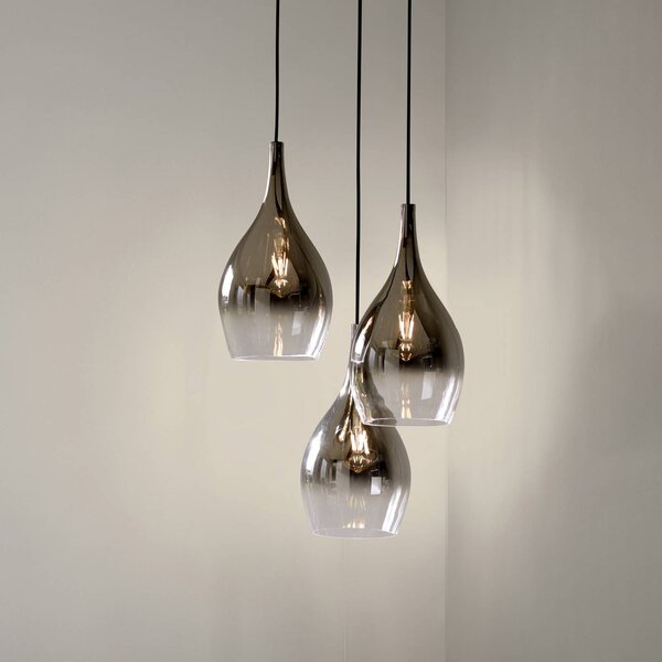 Paul Neuhaus Lampa wisząca Pilua, możliwość ściemniania, aluminiowy / szary / cynkowy, salon / jadalnia, szkło, nowoczesny