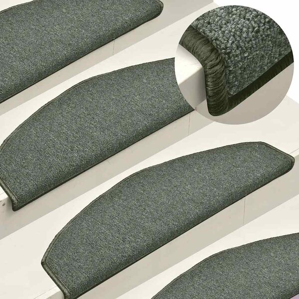 Maty na schody 15 szt. 65x24x4 cm Ciemnozielone Półokrągłe Duże