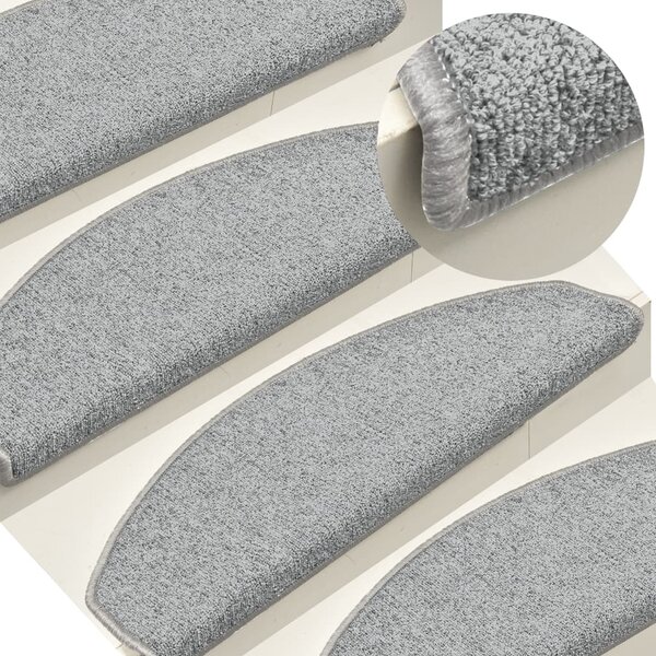 Maty na schody 15 szt. 65x24x4 cm Jasnoszare Półokrągłe Duże