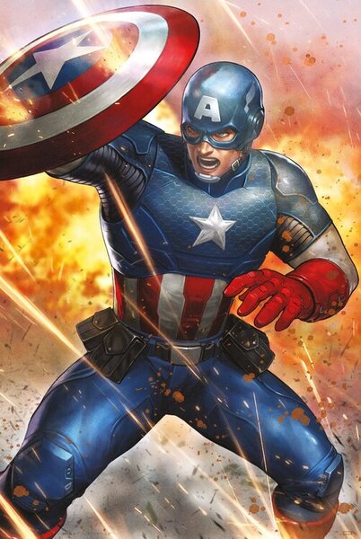 Plakat, Obraz Captain America - Under Fire