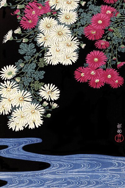 Plakat, Obraz Ohara Koson - Chrysanthemum and Running Water, (61 x 91.5 cm)