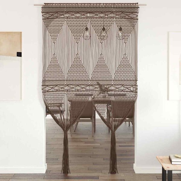 Zasłona z makramy, kolor taupe, 140 x 240 cm, bawełna