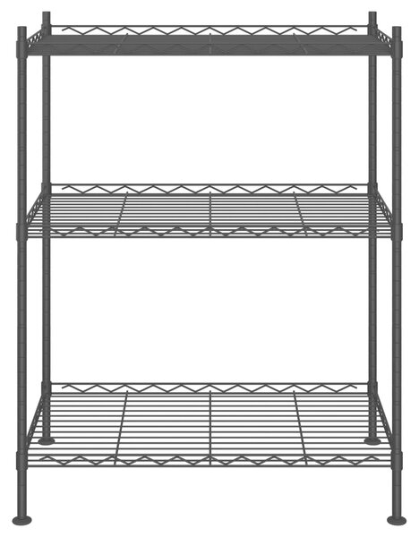 3-poziomowy regał, 60x35x76 cm, czarny, 150 kg