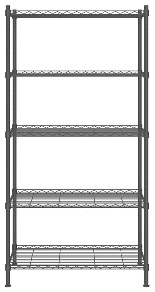 5-poziomowy regał, 90x35x180 cm, czarny, 250 kg