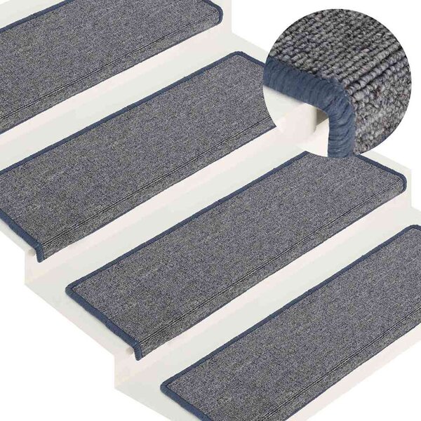 Maty na schody 15 szt. 65x21x4 cm, jasnoszare i niebieskie, prostokątne krawędzie