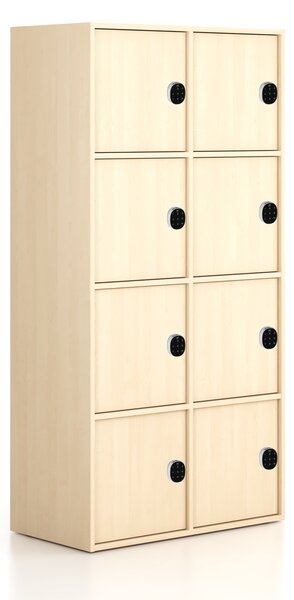Szafka biurowa FRAME, 8x drzwi, 872 x 450 x 1735 mm, zamek szyfrowy, brzoza