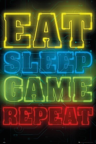 Plakat, Obraz Gaming - Eat Sleep Game Repeat, (61 x 91.5 cm)