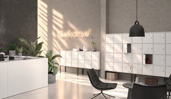 Szafa biurowa FRAME, niska, 6x drzwi, 1299 x 450 x 881 mm, zamek cylindryczny, biały