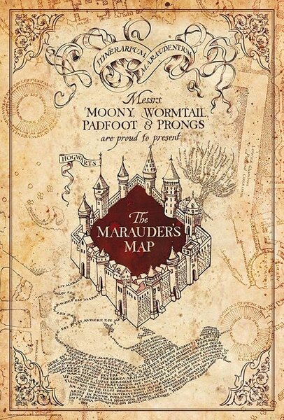 Plakat, Obraz Harry Potter - Mapa Marauder, (61 x 91.5 cm)