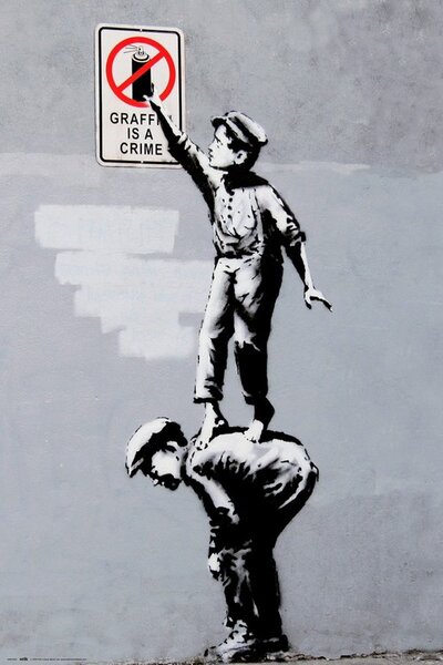 Plakat, Obraz Banksy - Grafitti Is A Crime, (61 x 91.5 cm)