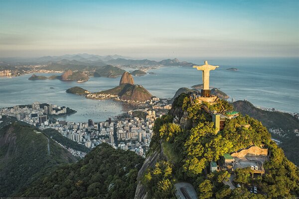 Plakat, Obraz Rio de Janeiro - Christ and Botafogo Bay, (91.5 x 61 cm)