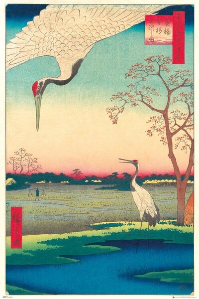 Plakat, Obraz Hiroshige - Kanasugi at Mikawashima, (61 x 91.5 cm)