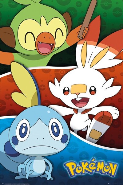 Plakat, Obraz Pokemon - Galar Starters, (61 x 91.5 cm)