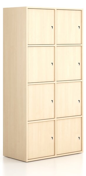 Szafka biurowa FRAME, 8x drzwi, 872 x 450 x 1735 mm, zamek cylindryczny, brzoza