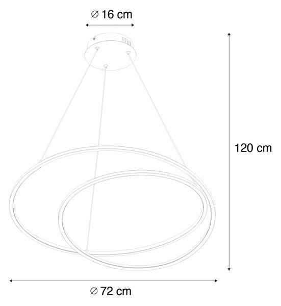 Designerska lampa wisząca złota 72 cm z wbudowanym LED 3-stopniowo ściemnialna - Rowan