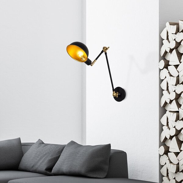 Czarny/w kolorze złota kinkiet ø 15 cm Sihen – Opviq lights