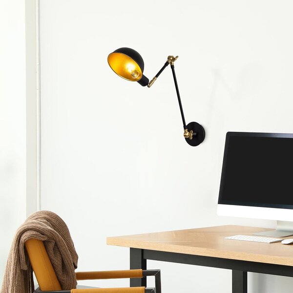 Czarny/w kolorze złota kinkiet ø 15 cm Sihen – Opviq lights