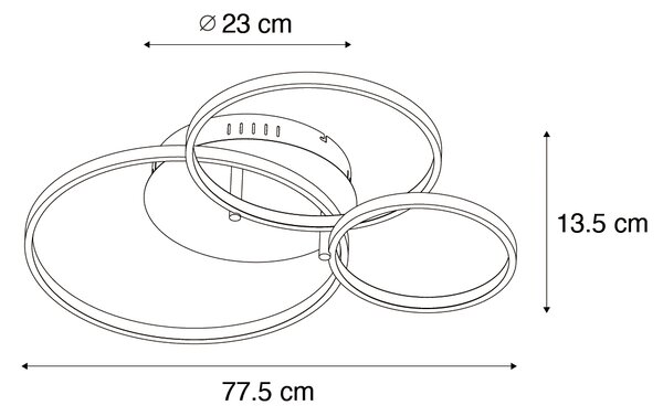 Inteligentna lampa sufitowa czarna 3-światłowa z pilotem - Rondas