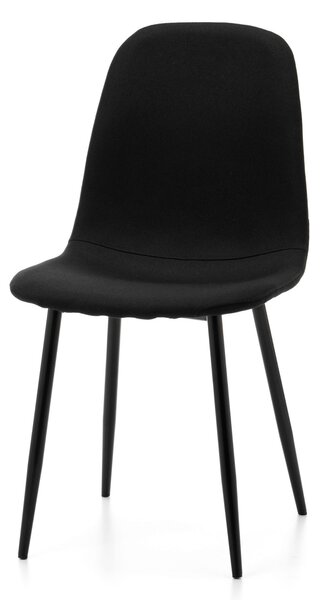 Krzesło tapicerowane do jadalni SK54 czarna tkanina, czarne metalowe nogi