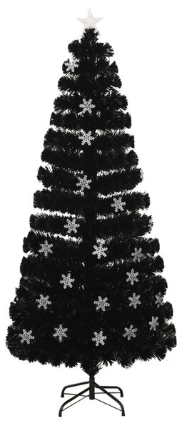 Choinka ze śnieżynkami LED, czarna, 180 cm, światłowodowa