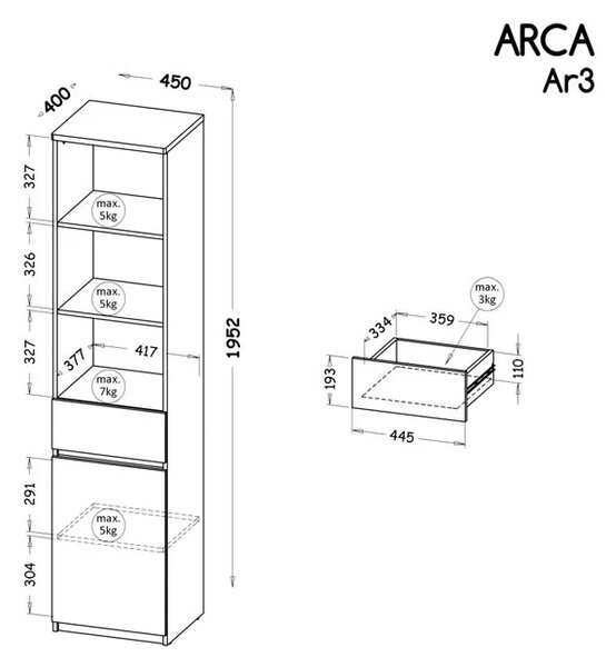 Regał 45 cm Arca 03 Biały