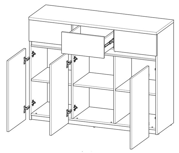 Komoda dziecięca 120 cm z 3 szufladami Arca 06 Biała