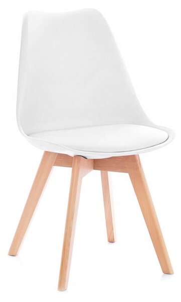 Białe krzesło BALI MARK z bukowymi nogami