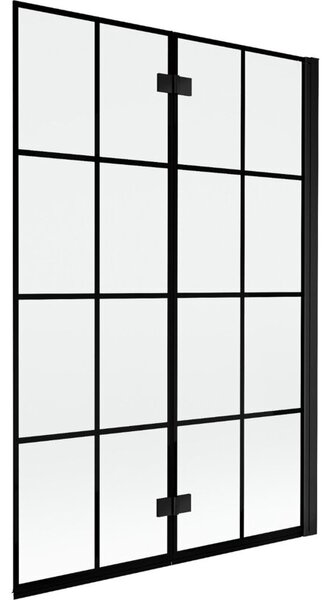 Mexen Mist parawan nawannowy 2-skrzydłowy prawy 120 x 150 cm, czarna kratka, czarny - 8A9-120-002-70-77-P