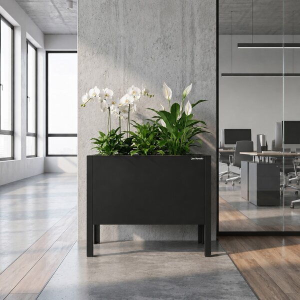 Osłona donica na kwiaty metalowa mała czarna: DAISY 400 x 350 x 250 mm