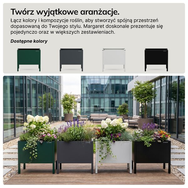 Osłona donica na kwiaty metalowa duża szara: DAISY 500 x 400 x 300 mm