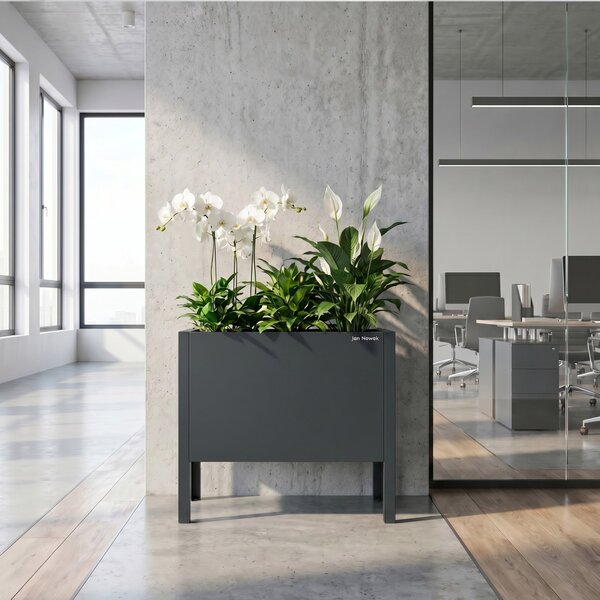 Osłona donica na kwiaty metalowa mała antracytowa: DAISY 400 x 350 x 250 mm