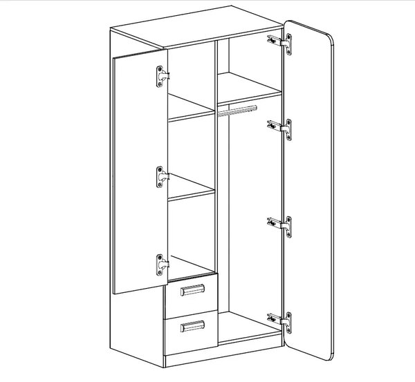 Szafa 80 cm z szufladami Lorento 01 Biały/Dąb Nash