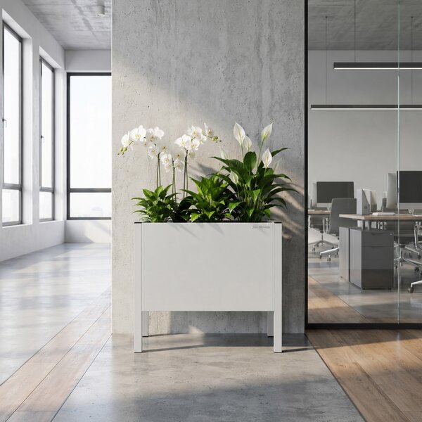 Osłona donica na kwiaty metalowa mała szara: DAISY 400 x 350 x 250 mm